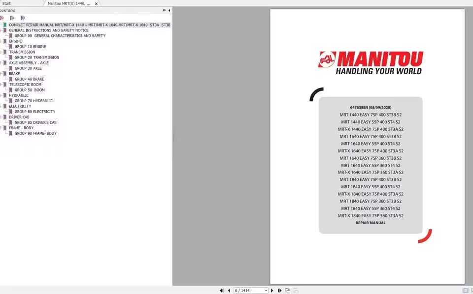 Manitou Forklift 7.26GB PDF Repair Operators Manual & Spare Parts Catalog