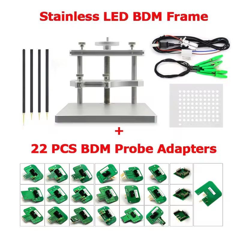 LED BDM FRAME Stalinless Steel With 4 Probe Pen 22pcs BDM Adapters ECU Open Tool for KESS/KTAG ECU Programmer Tuning Tool