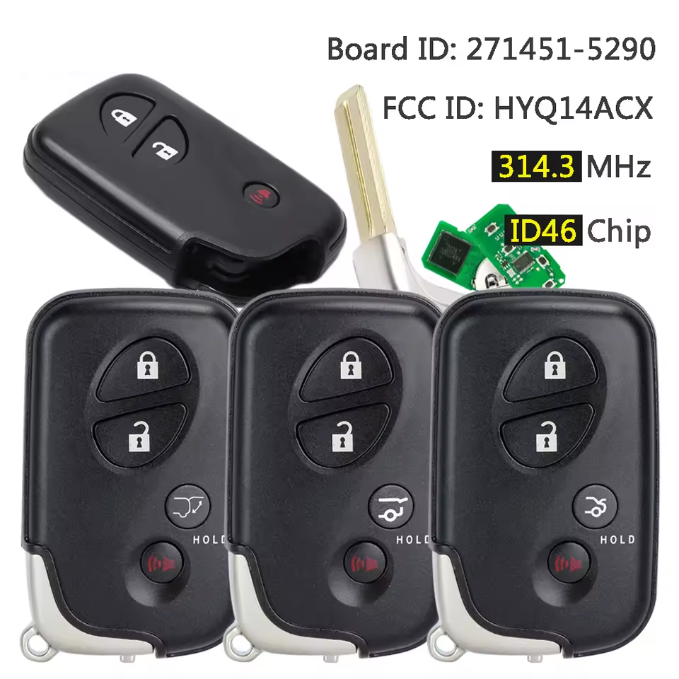 314.3MHz HYQ14ACX Board: 271451-5290 Smart Card Remote Key Fob for Lexus RX350 RX450h CT200h LS460 HS250h LS600h GX460
