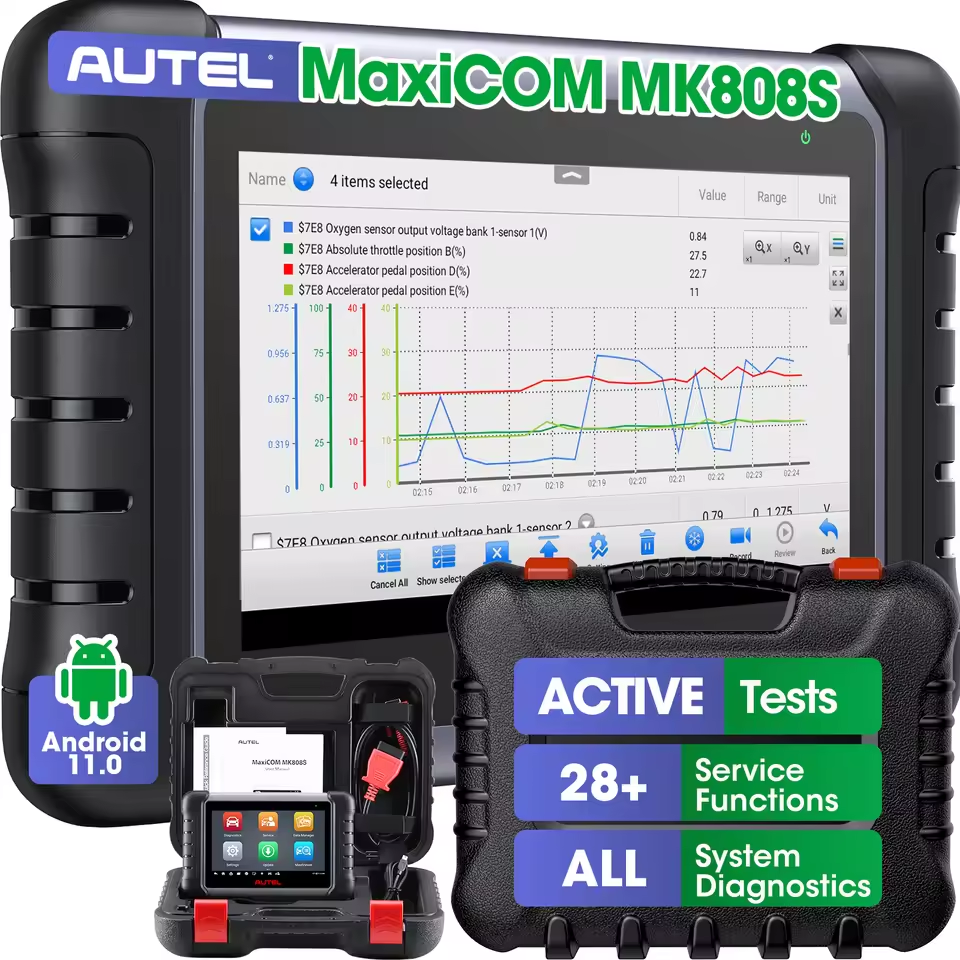 Autel MaxiCOM MK808S Bidirectional Car Diagnostic Scanner Tool Key Coding FCA Autoauth Android 11 Updated of MaxiCheck MK808
