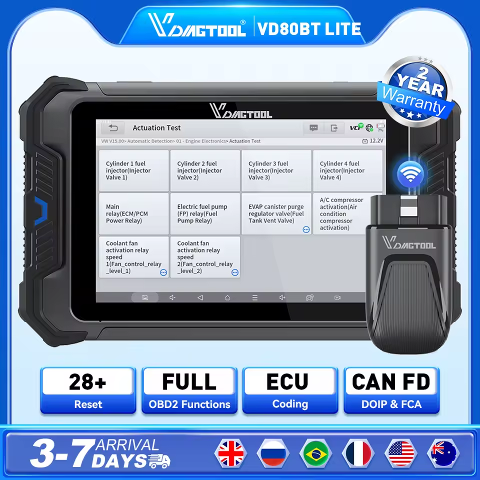 VDIAGTOOL VD80BT LITE Car Diagnostic Tool 31+ Resets Wireless OBD2 Scanner ECU Coding Bi-directional Control CANFD DOIP FCA ﻿