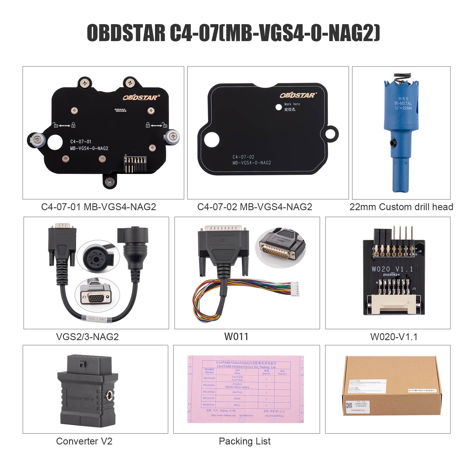 2025 OBDSTAR C4-07(MB-VGS4-0-NAG2) Adapter Kit Full Configuration Included TCM-012 and Converter V2 Adapter For OBDSTAR X300 Classic G3 / DC706