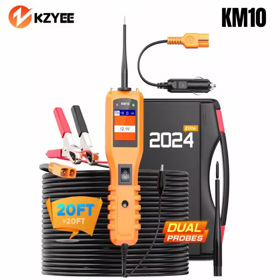 KZYEE KM10 Automotive Power Circuit Probe Tester Electrical System Diagnostic Tool 12V 24V Car Truck AC DC Test Scanner