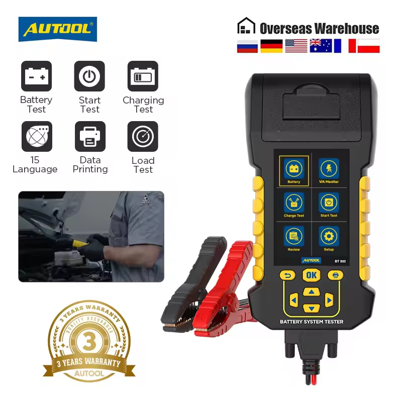 AUTOOL BT880 8-30V V/A Battery Tester with Printer Monito r& Cranking Test&Charging Test&Start Test& Max Load Test & Data Review