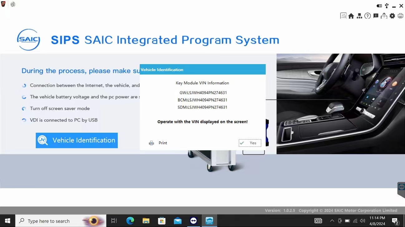 One Time Online ECU Programming Service for 2025 Rongwei MG SAIC SIPS ECU Programming Software for MG SAIC DIAGNOSTIC TOOL VDI3 VDI2