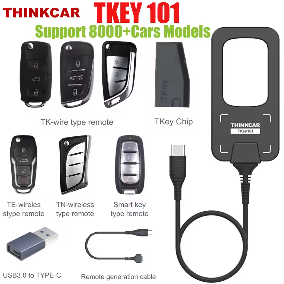 THINKCAR TKEY 101 Universal Car Key Programmer with 6 Unit Remote Keys Auto Anti-Theft Systems Programming For MUCAR 892BT THINKCAR 689BT
