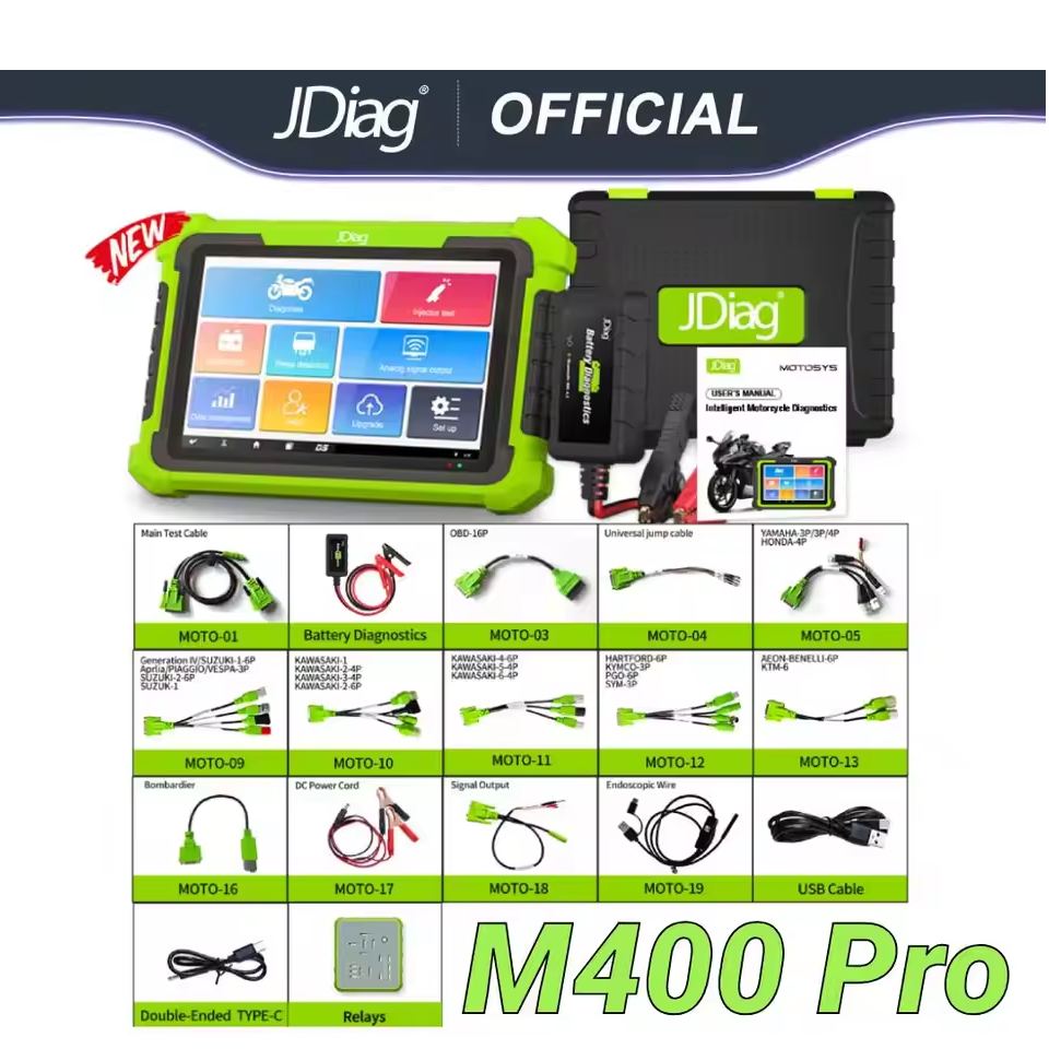 JDiag M400 Pro Universal Motorcycle Scanner 8.0-Inch Tablet Android System OBD2 12-24V ABS Engine For BMW/Ducati/Harley//Yamaha