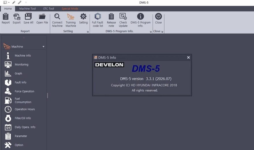 2026.08 DEVELON Doosan Excavator / Wheel Loader Monitoring Program DMS-5 Diagnostic Software V3.3.1 Special Mode