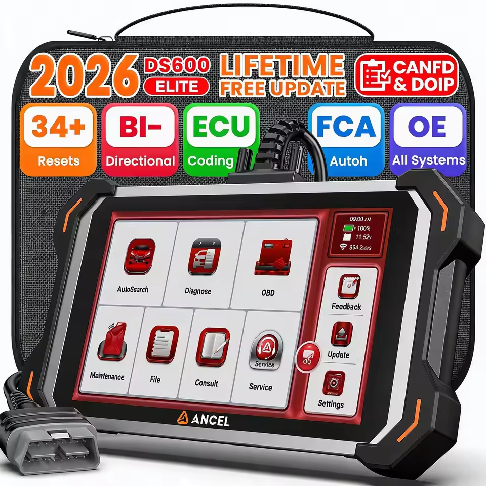 ANCEL DS600 Elite OBD2 Diagnostic Scan Tool ECU Coding Bi-directional CAN FD DOIP 34+ Reset Lifetime Free Update