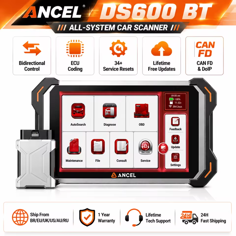 ANCEL DS600 BT Professional OBD2 Scanner Bluetooth All System Bidirectional Diagnostic Tool 34 Reset AutoAuth FCA Car Scan Tools