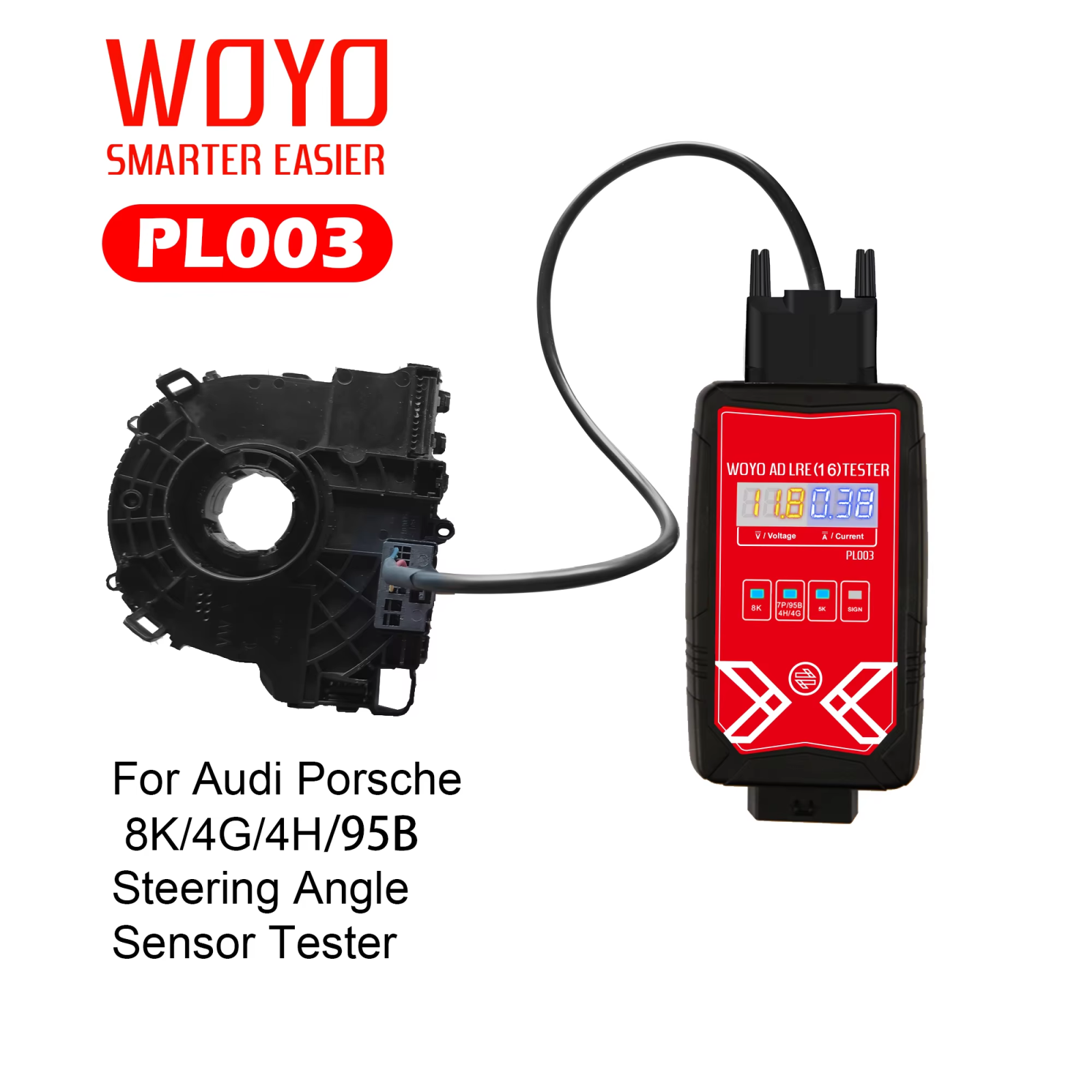 WOYO PL003 for AUDI LRE 16 4G/8K/4H Porsche 95B Steering Angle Sensor Tester, Coil Spring With Electronics Detector on Bench Auto Diagnostic Tool