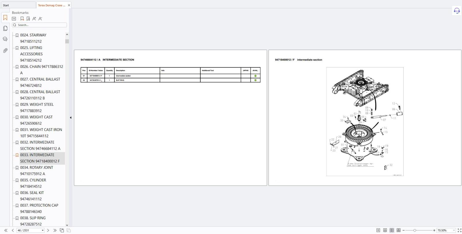 Terex Demag Crawler Crane CC 6800 SN 52026.1 Spare Parts Catalog EPC Software